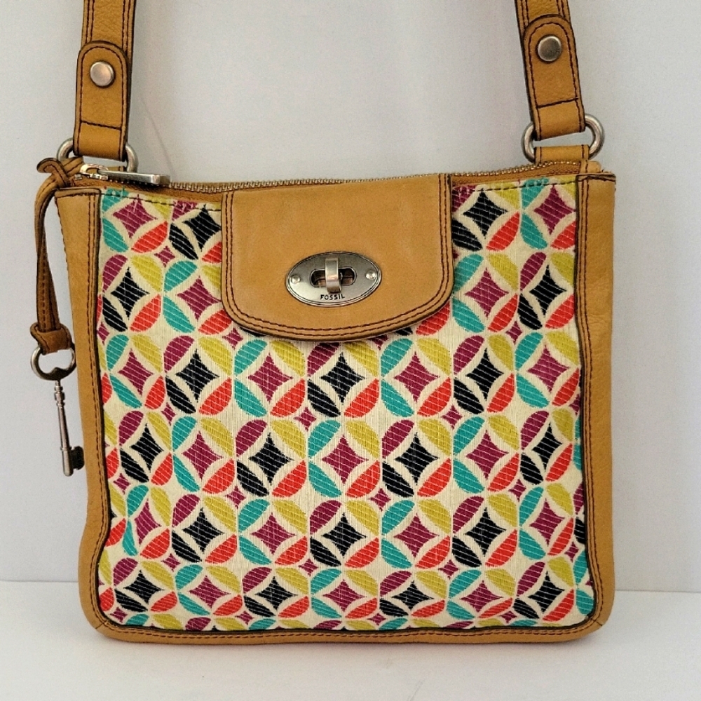 Fossil Messenger Bag in Geometric Print
